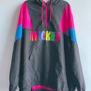 Vintage 1990s Neon Mickey Disney Windbreaker